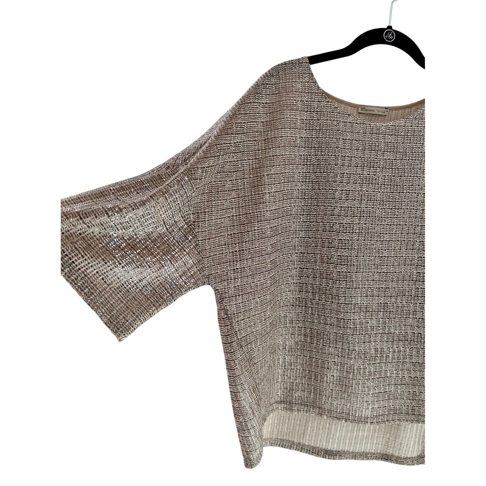 Zara Basic Collection Metallic Knit Top Bronze Si… - image 5